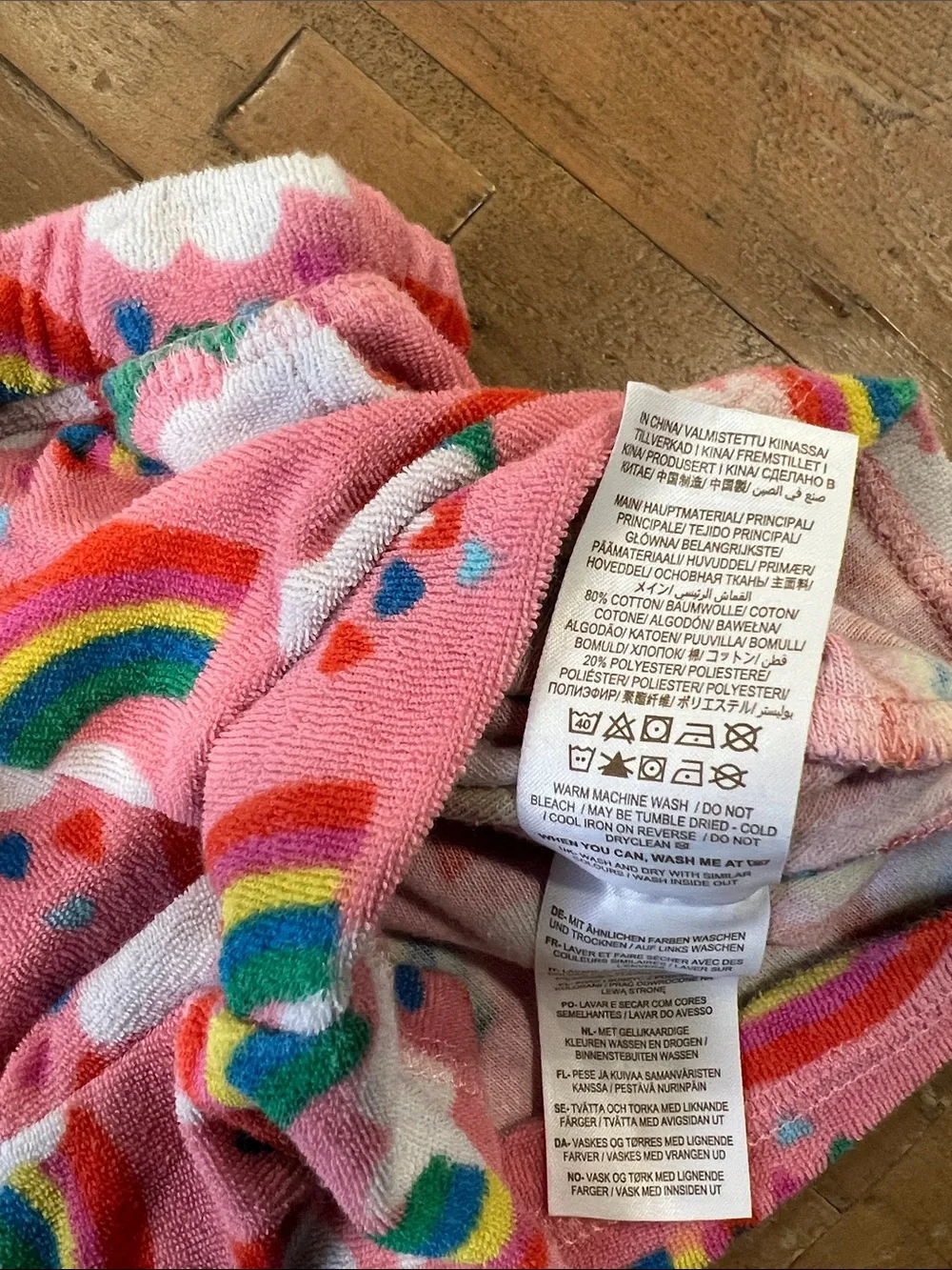 Mini Boden pink rainbow Terrycloth shorts girls 7 fit 5-6 years best
